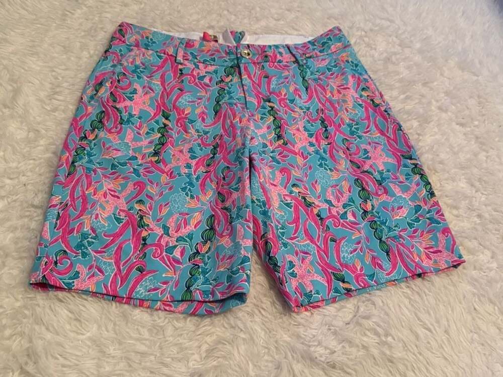 Lilly Pulitzer Darci Knit Shorts in Amalfi Blue Best Fishes Print
